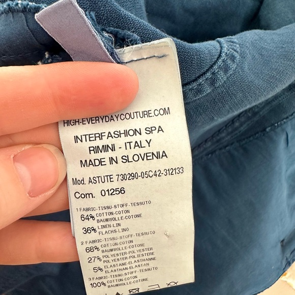 HIGH Women's Blue Cotton Linen Notch Lapel Blazer Jacket, Size US 8 - Picture 14 of 15